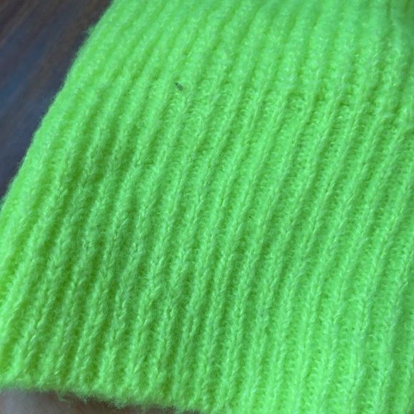 Neon green chunky knit sweater waffle neck size M - Picture 10 of 12